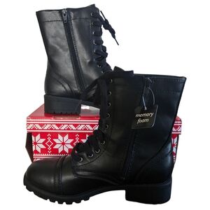 Arizona Jean Company Joyce Combat Boots Womens Size 9M Black Lace Up Memory Foam